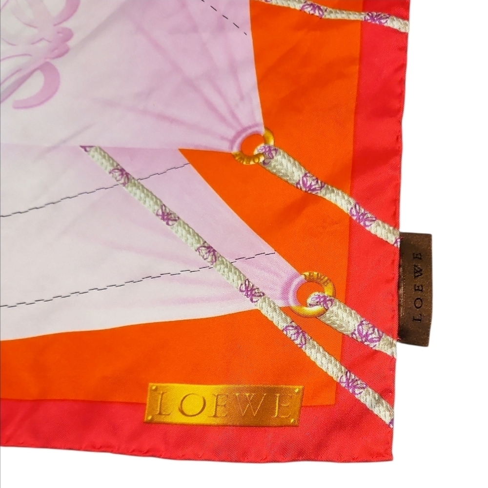 LOEWE | Silk Foulard Scarf 35” Sailboat Print | Hand-Rolled Hem - Picture 2 of 5